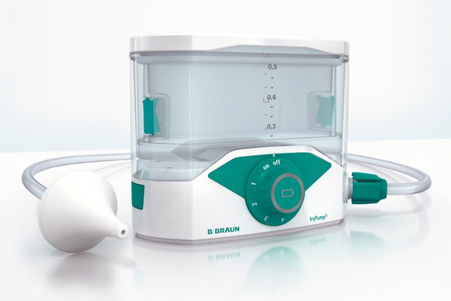 Die elektrische Pumpe IryPump S hat ein kompaktes und modernes Design. 