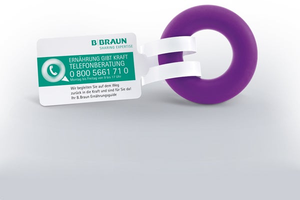Handkraftring und Kontaktkarte für den B. Braun Ernährungsguide