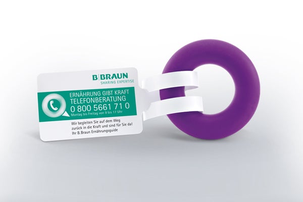 Handkraftring und Kontaktkarte für den B. Braun Ernährungsguide
