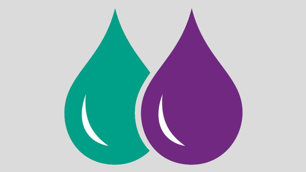 grüne und violette Wassertropfen-Illustration