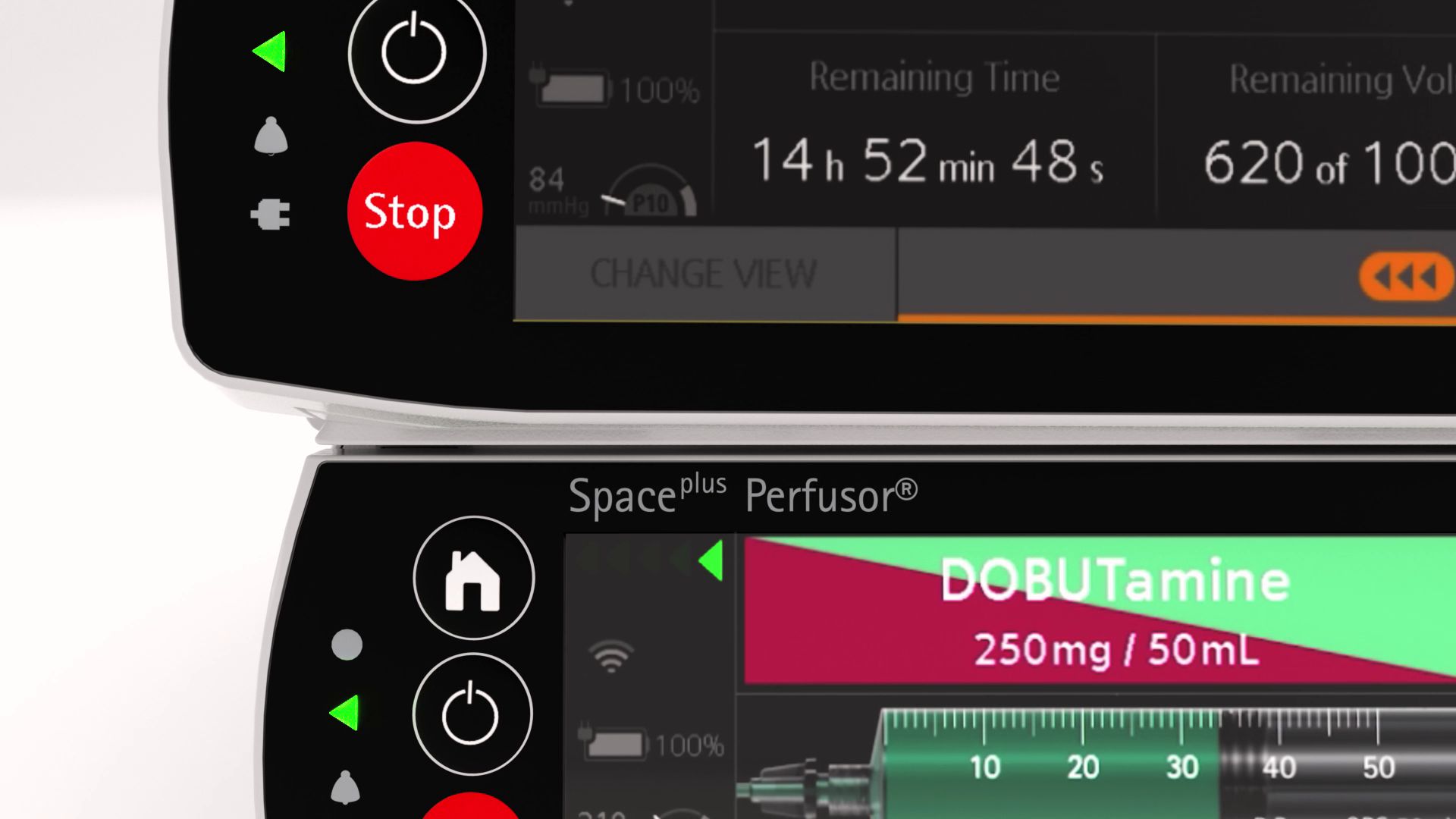 ein Bild der digitalen Schnittstelle des neuen intelligenten B. Braun Infusionssystems Space Plus.